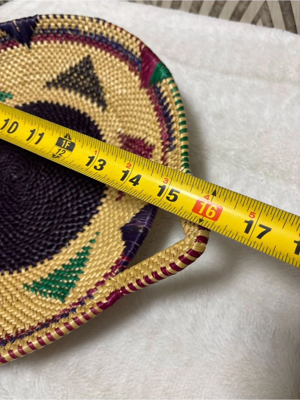 African hand woven colorful wall basket with handles